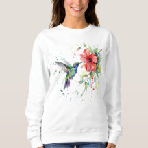 Colorful Hummingbird Watercolor Floral Nature Art