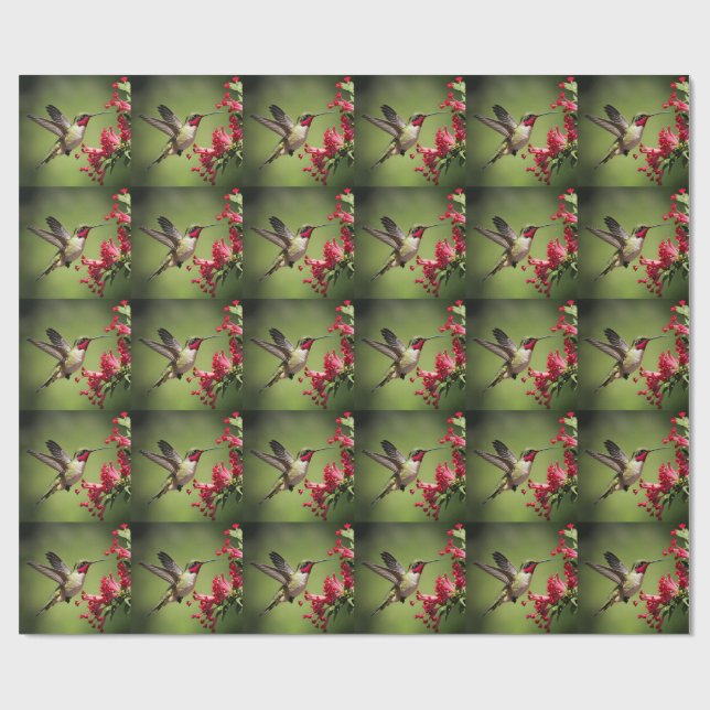 Colorful Hummingbird Wrapping Paper (Flat)