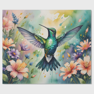colorful hummingbird wrapping paper