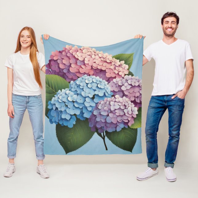colorful hydrangea fleece blanket (In Situ)