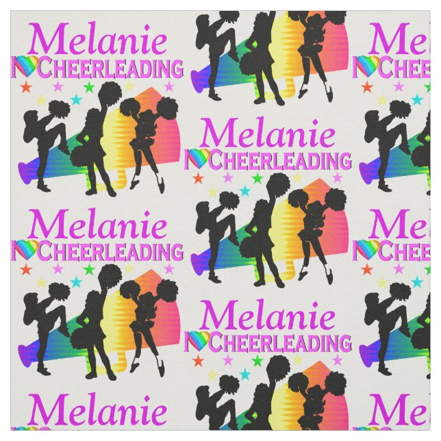 COLORFUL I LOVE CHEERLEADING PERSONALIZED FABRIC (Swatch)