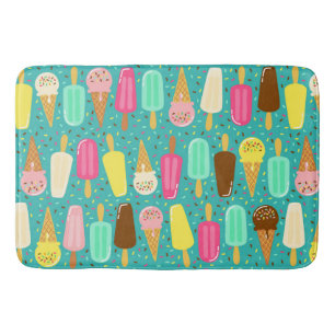 Colorful Ice Cream Pattern Summer  Bath Mat
