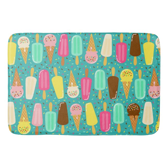 Colorful Ice Cream Pattern Summer  Bath Mat (Front)