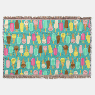 Colorful Ice Cream Pattern Summer  Throw Blanket