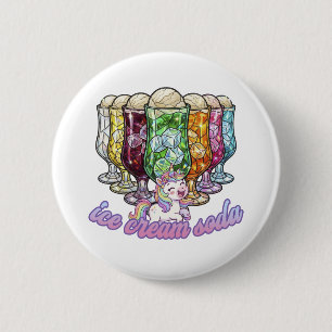 Colorful ice cream soda -with a unicorn- 2 inch round button