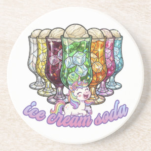 Colorful ice cream soda -with a unicorn- coaster