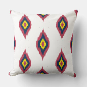 Colorful Ikat design Pink Yellow and blue Throw Pillow