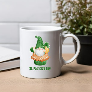 Colorful Illustrated Cute Gnome St. Patrick's Day Two-Tone Coffee Mug