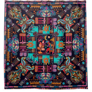 Colorful illustration with decorative animals and 