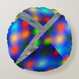 Colorful in a blurry lights style and more  round pillow
