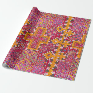 Colorful Indian Embroidery Print Wrapping Paper