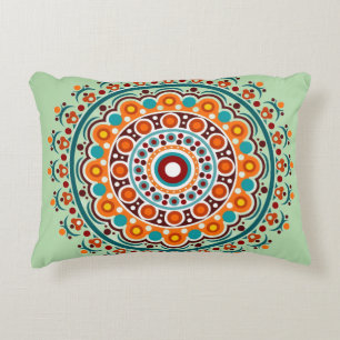 Colorful Indian Mandala Accent Pillow