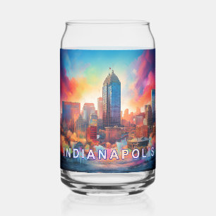 Colorful Indianapolis Skyline Can Glass