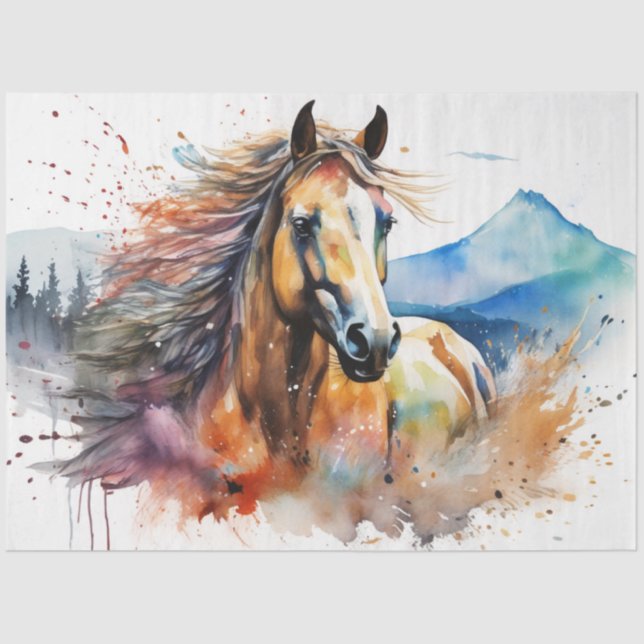 Colorful Ink Blot Horse Tissue Paper (Front)