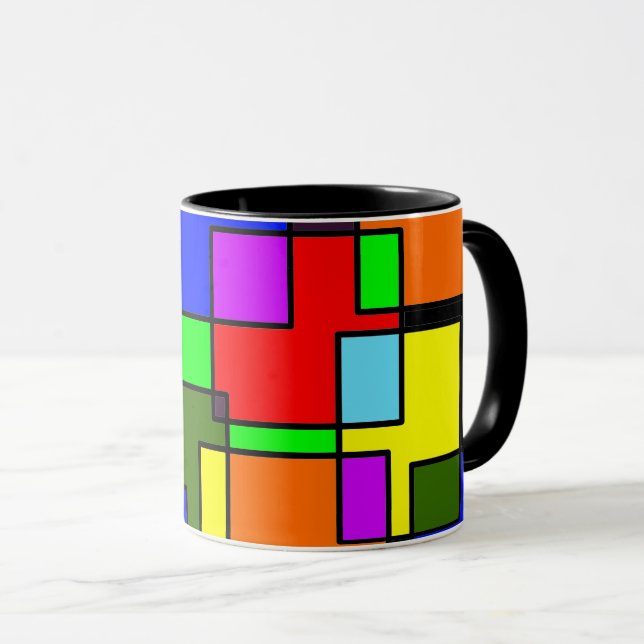 Colorful intersecting rectangles  mug (Front Right)