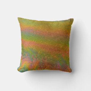 Colorful Iridescent Rainbow Oil Slick Throw Pillow