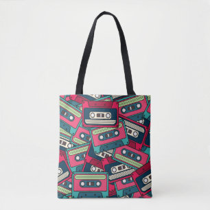 Colorful Irregular Seamless Cassette Pattern. Uniq Tote Bag