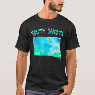 Colorful Isolated South Dakota State Map In Waterc T-Shirt
