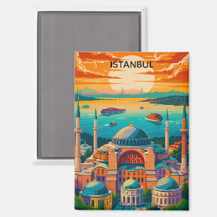 Colorful Istanbul Hagia Sophia Vintage Travel Magnet
