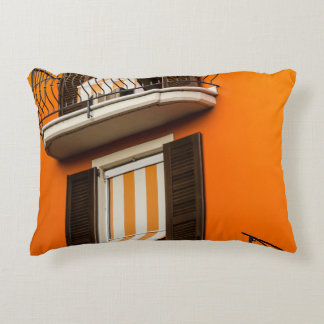 COLORFUL ITALIAN FACADE AND WINDOWS ACCENT PILLOW