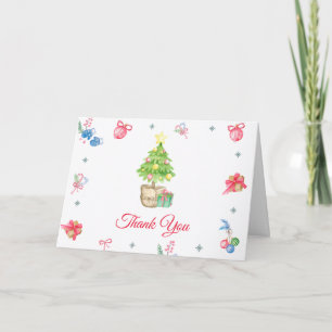 Colorful It's Cold Outside X'mas Tree Baby Shower Thank You Card