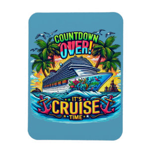 Colorful "It's Cruise Time" Countdown Cruise Ship  Magnet
