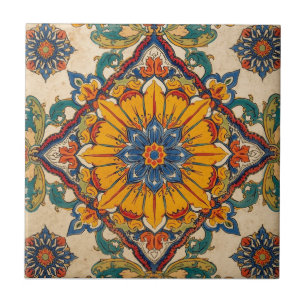 Colorful Iznik Persian Turkish Handpainted Repro Tile