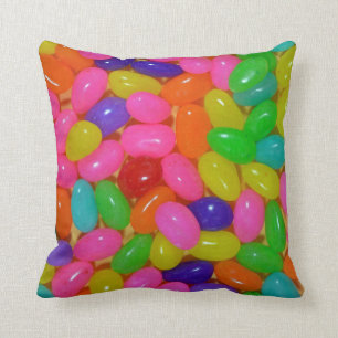 Colorful jellybean candy throw pillow