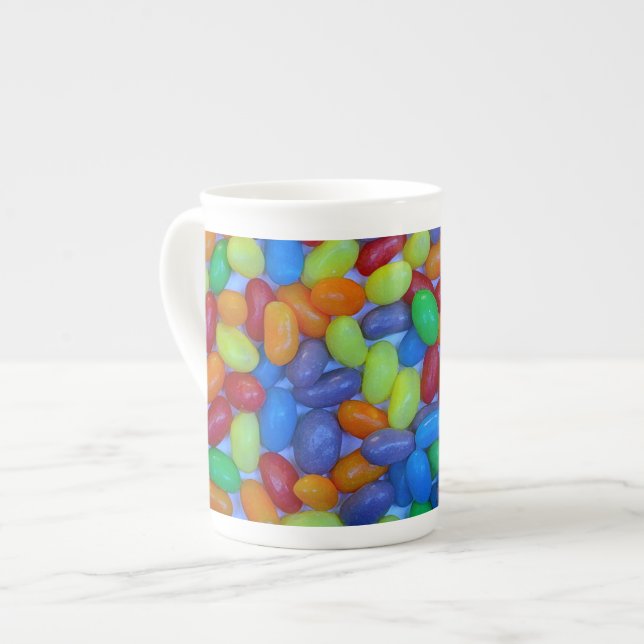 Colorful jellybeans print bone china mug (Front Left)