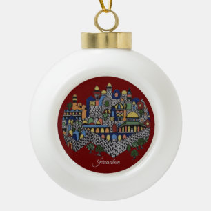 Colorful Jerusalem Ceramic Ball Christmas Ornament