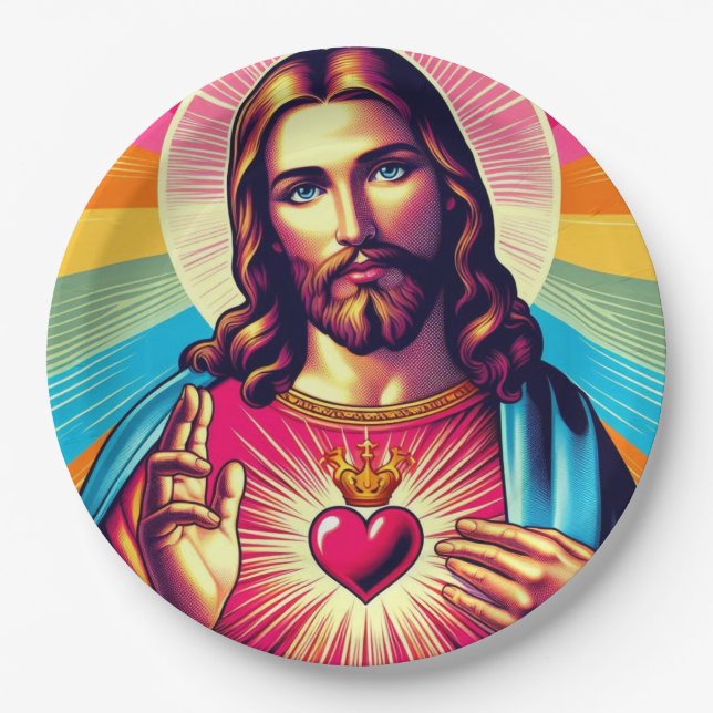 Colorful Jesus paper plates! Plate (Front)