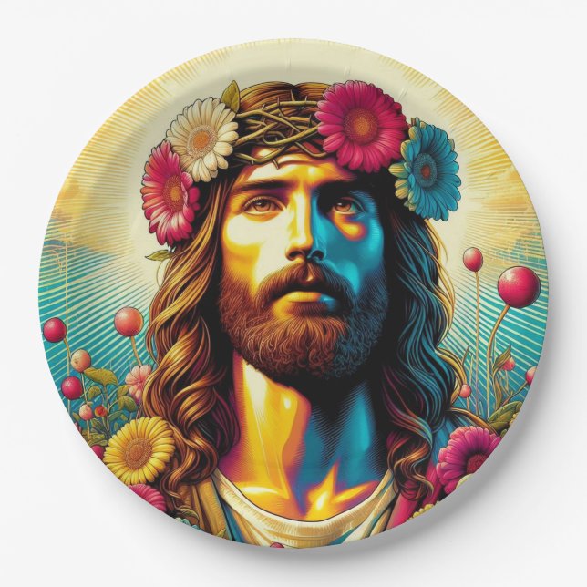 Colorful Jesus paper plates! Plate (Front)