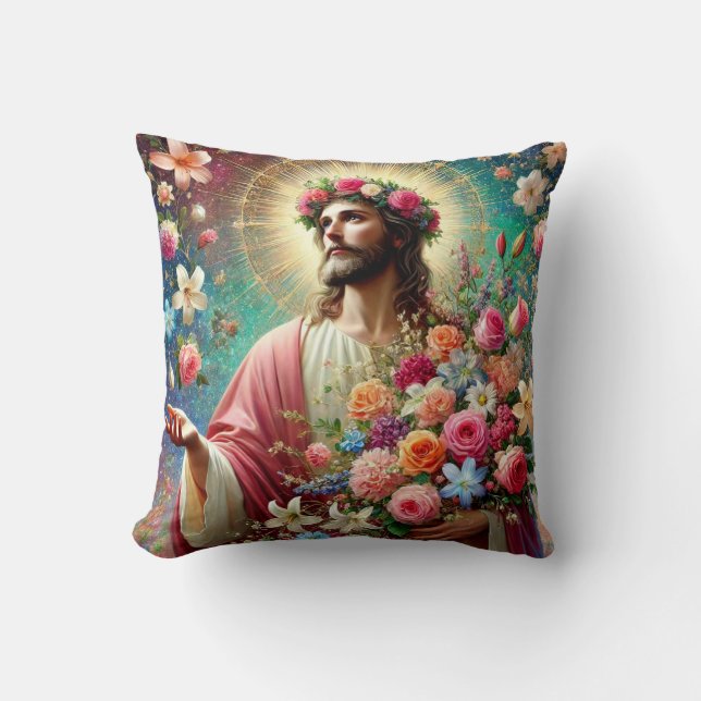 Colorful Jesus pillow! Throw Pillow (Front)