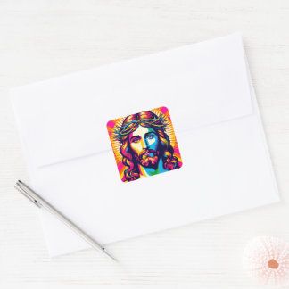 Colorful Jesus sticker! Square Sticker