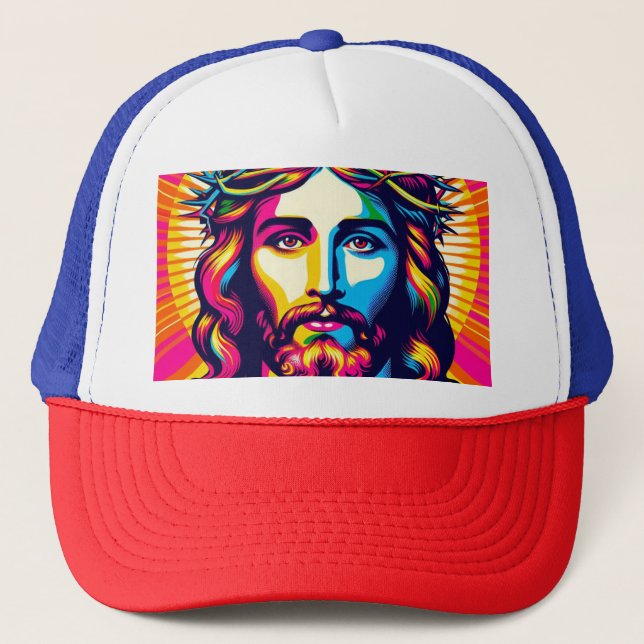 Colorful JesusTrucker Hat! Trucker Hat (Front)