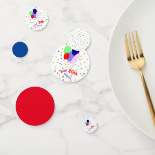 Colorful Joyeux 20e Anniversaire Balloons Confetti