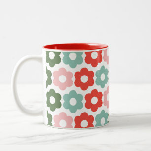 Colorful Joyful Christmas Retro Daisy Holiday Mug