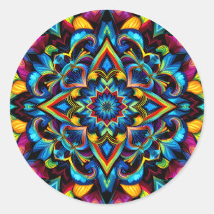 Colorful Kaleidoscope Mandala Design Mug, pillow Classic Round Sticker