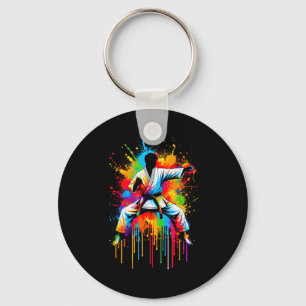 Colorful Karate Tie Dye Color Karate Fan Srt Men W Keychain