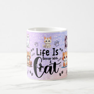 Colorful Kawaii cute Cat Pattern for Cat Lovers Co Coffee Mug