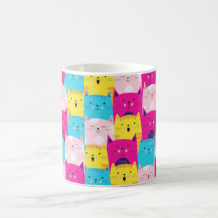 Colorful Kawaii cute Cat Pattern for Cat Lovers Coffee Mug