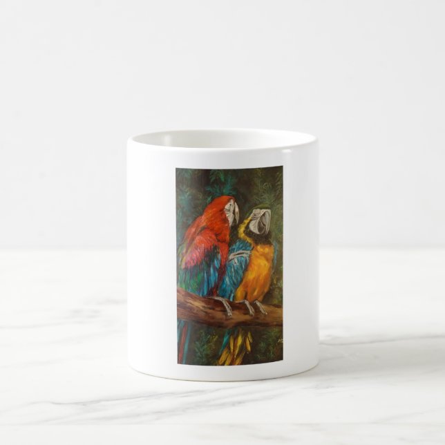 Colorful Kawaii Tropical Parrot Mug (Center)