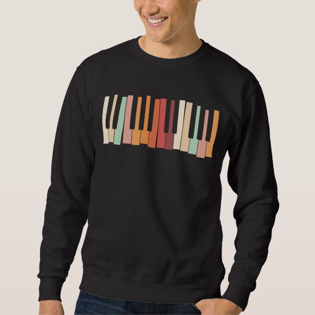 Colorful Keyboard Piano Keys Retro Pianist Sweatshirt (Front)