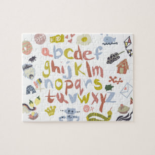 Colorful Kids Alphabet Doodles Lower Case Letters Jigsaw Puzzle
