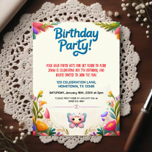 Colorful Kids Birthday Party Invitation Postcard