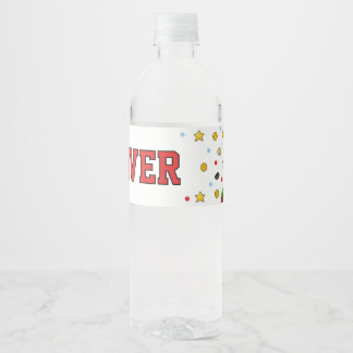 Colorful kids video game birthday water bottle label