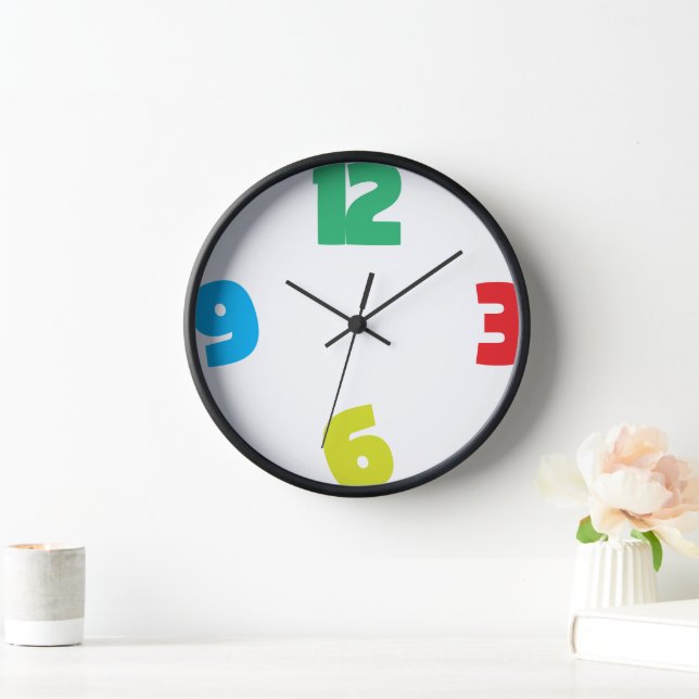 Colorful Kids’ Wall Clock with Bold Numbers (Home)