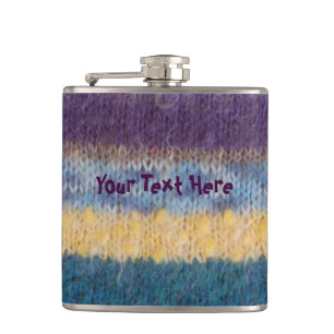colorful knitted stripes vintage style fun design hip flask