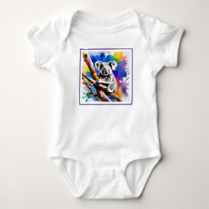 Colorful Koala Bear Watercolour Splash, Baby Bodysuit