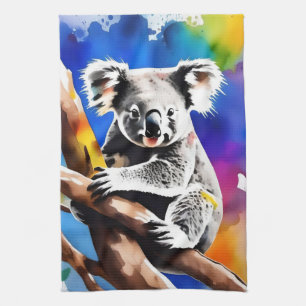 Colorful Koala Bear Watercolour Splash, Kitchen Towel